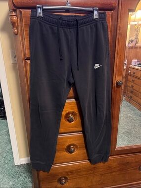 Nike Black Jogger Sweatpants with White Swoosh - men’s